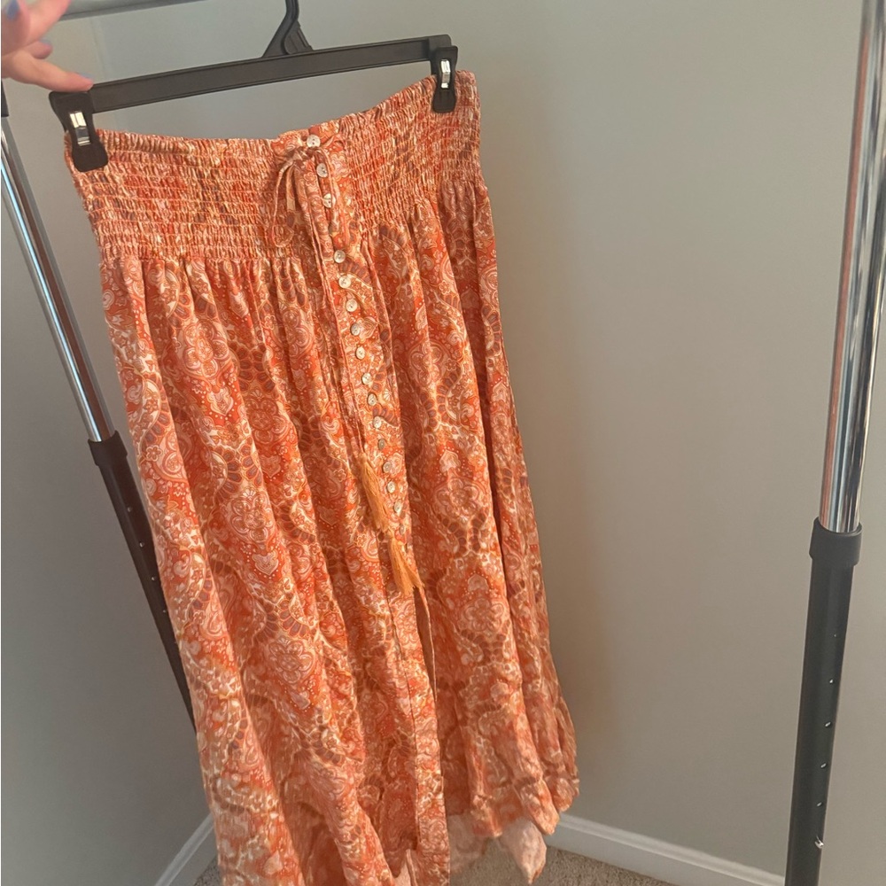 Rachel Zoe Orange Patterned A-Line Skirt